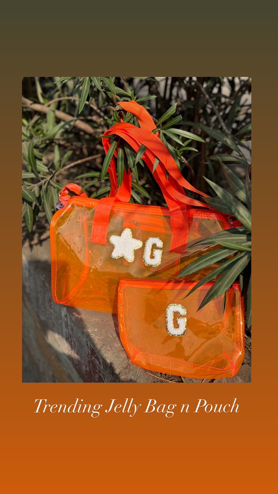 Personalized Neon Jelly Triangular Duffle Bag Pouch Set