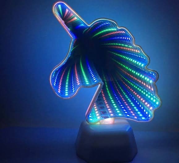 Unicorn Infinity Mirror Lamp – Battery Operated LED Light for Kids’ Room and Home Decor