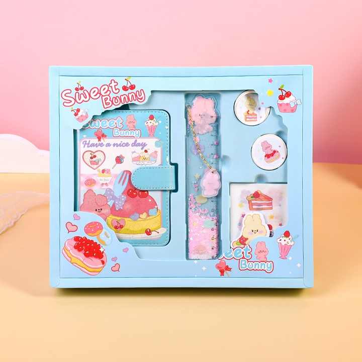 Kawaii Sweet Bunny Art Set for Kids – Magnetic Lock Diary & Gift Box