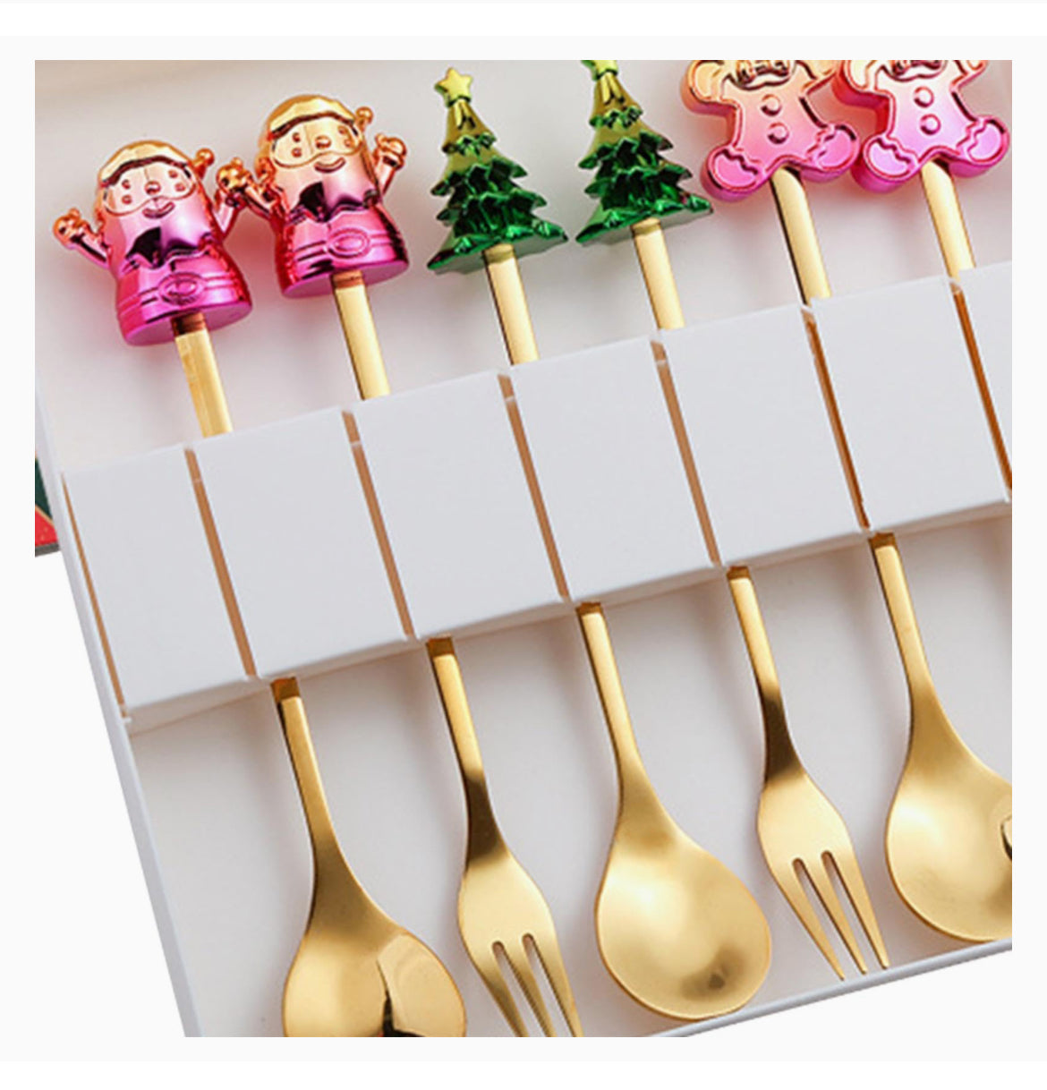 Christmas Special Holographic Characters Stainless Steel Spoon & Fork Set in Elegant Gift Box (Set of 6)