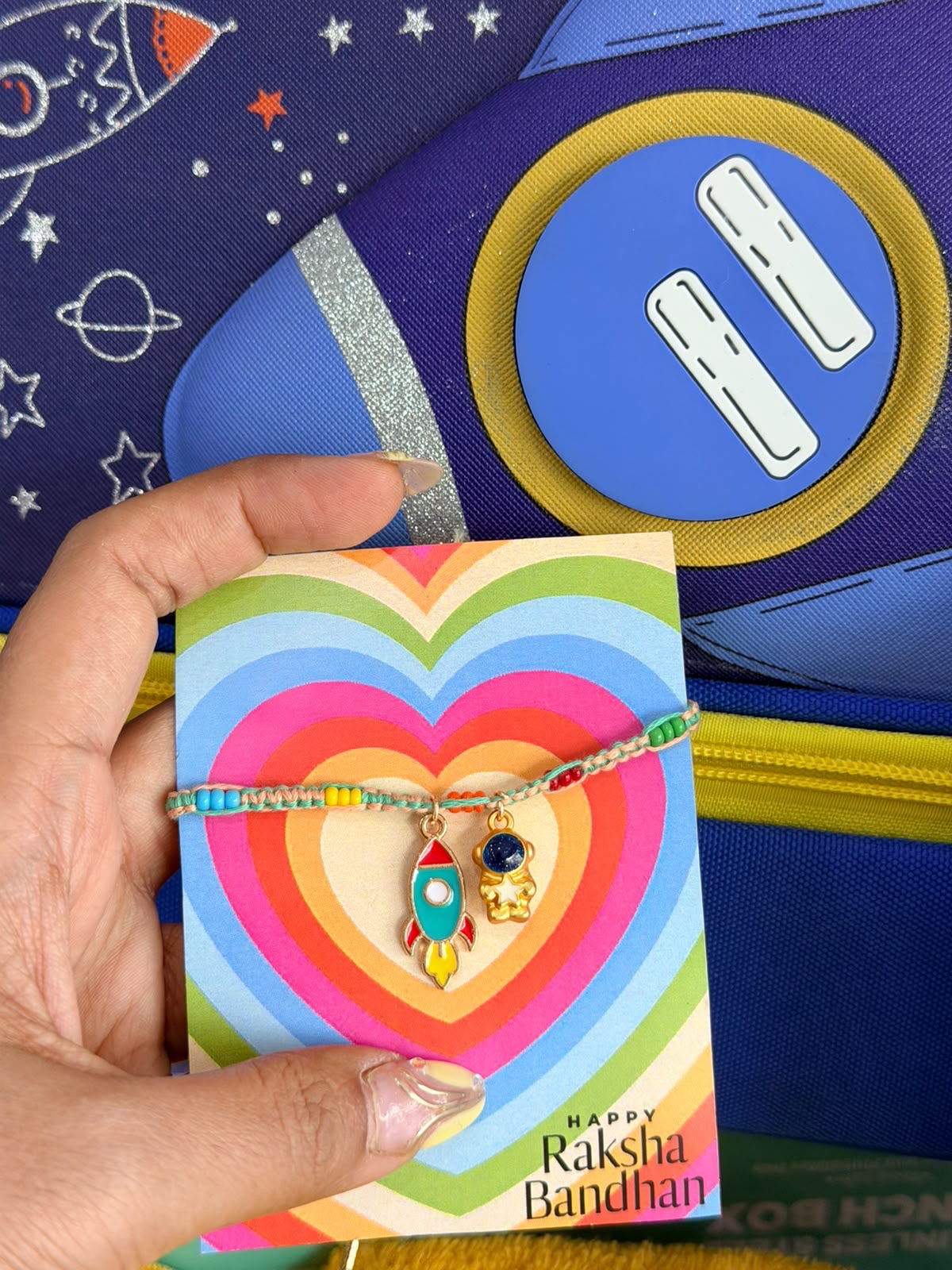 SHM- 002 Personalized School Essentials Gift Hamper with Rakhi | Custom Lunch Bag, Bottle, Lunch Box & Napkin | Raksha Bandhan 2026