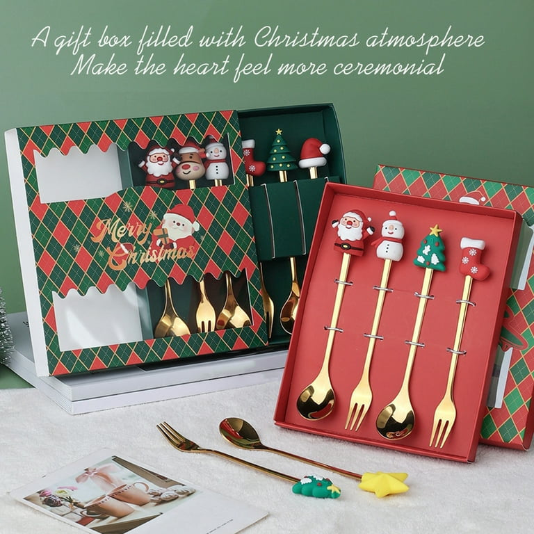 Christmas Special Stainless Steel Spoon & Fork Set in Elegant Gift Box (Set of 6)