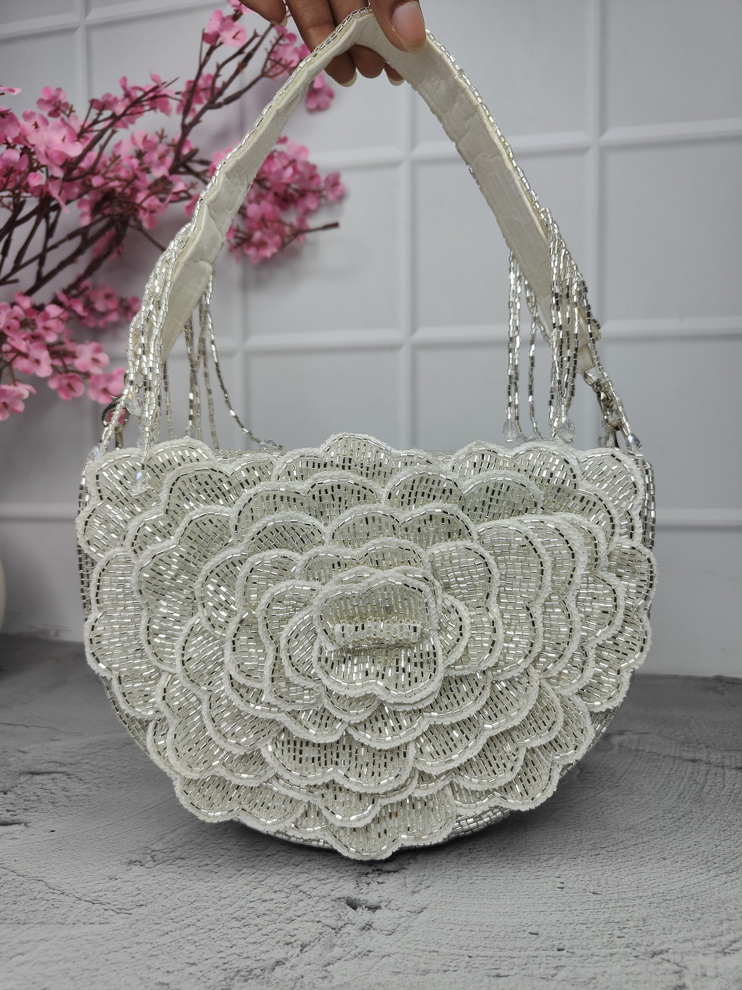 Designer Rose Flap Clutch