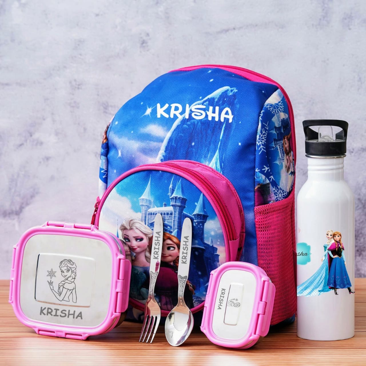 thumbnail image 2 of Print Maniacs Personalised School Backpack 3-Piece Set, Kids Unisex, Bag + Lunch Box + Water Bottle, Dinosaur Theme, Made In UK 2 of 5