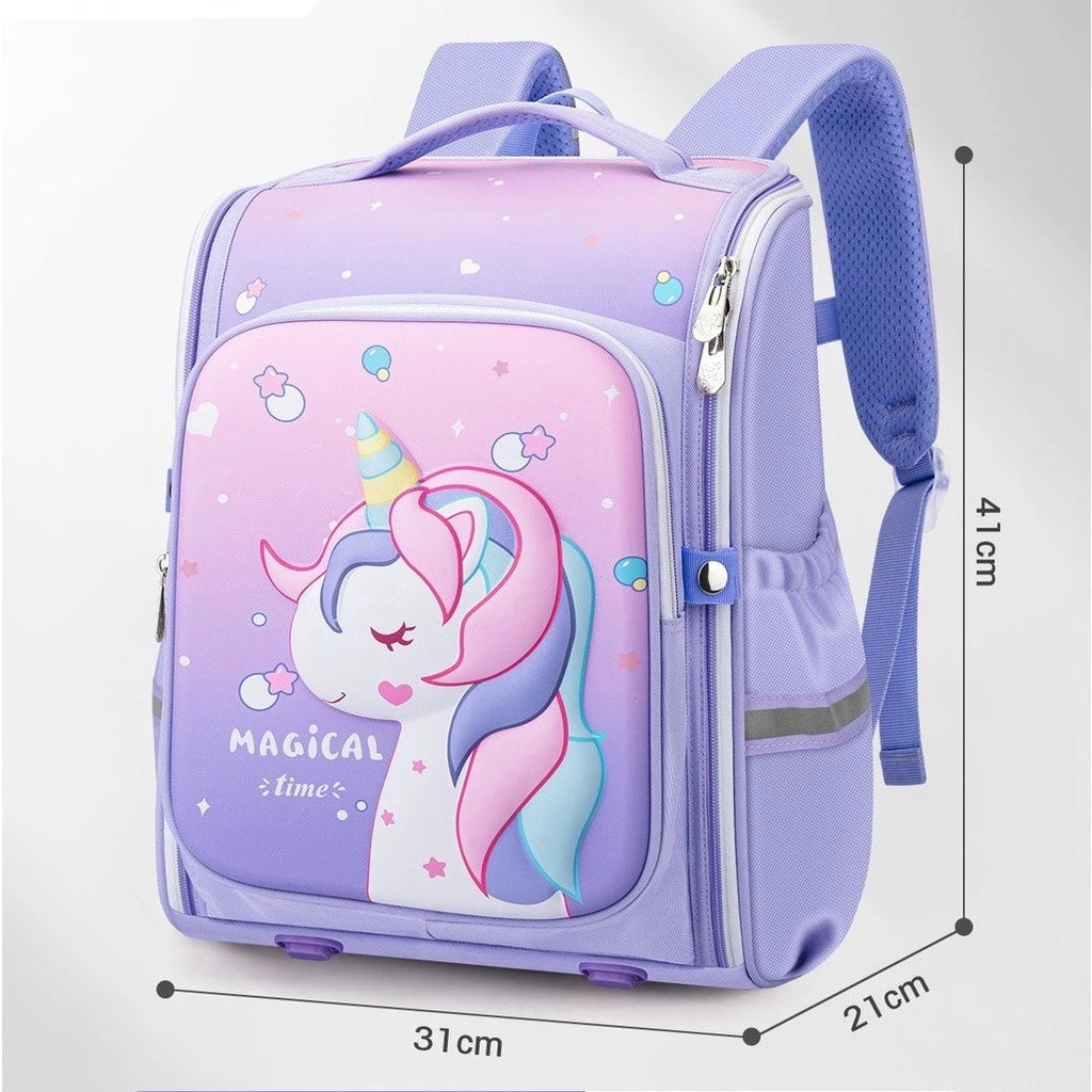 18-Inch 3D Waterproof Large Size School Backpack - Astronaut & Unicorn Theme for Kids