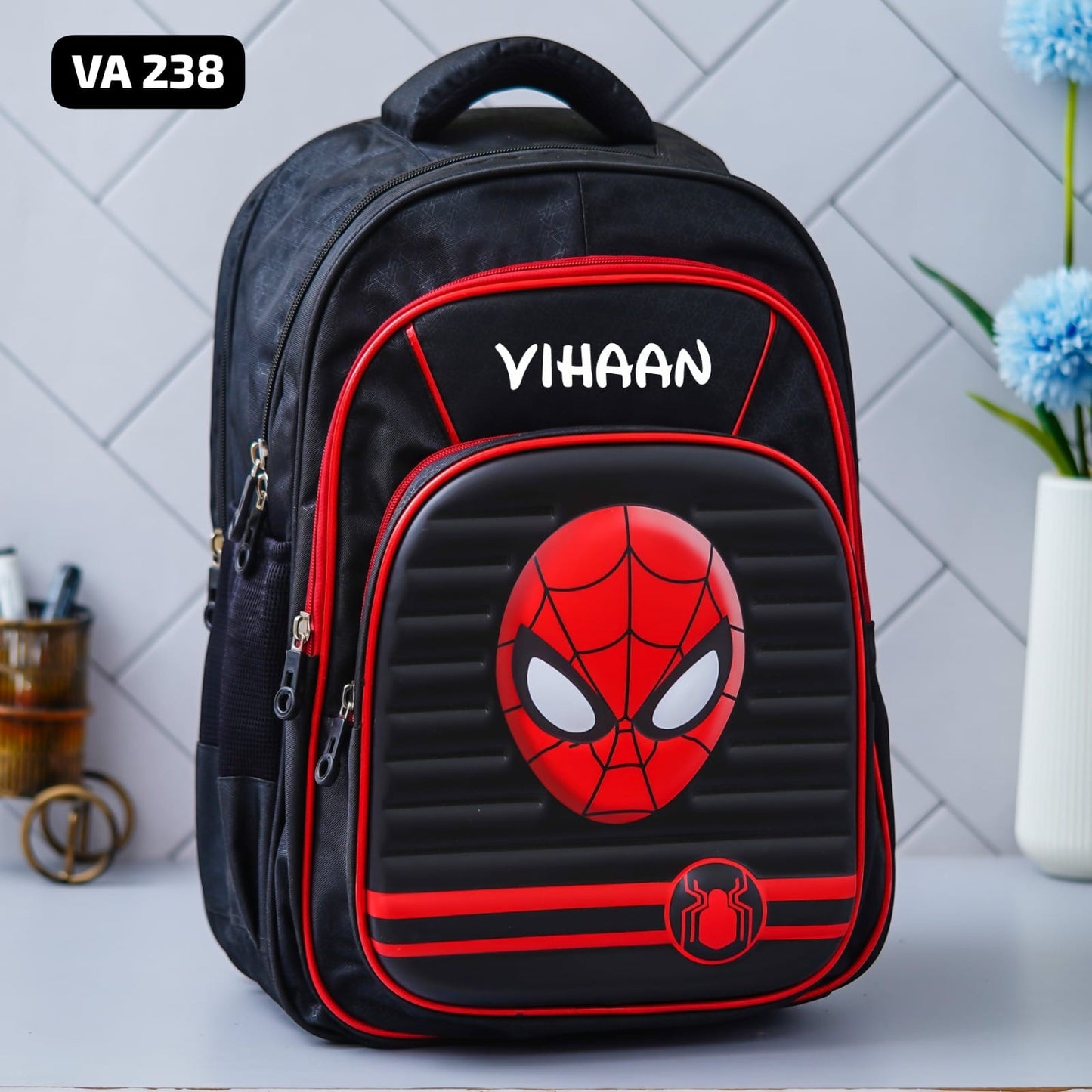 VA 238 Personalized Spiderman Gift Hamper for Kids | Custom Lunch Box, Bag, Bottle & Pouch | Perfect Birthday Gift in India