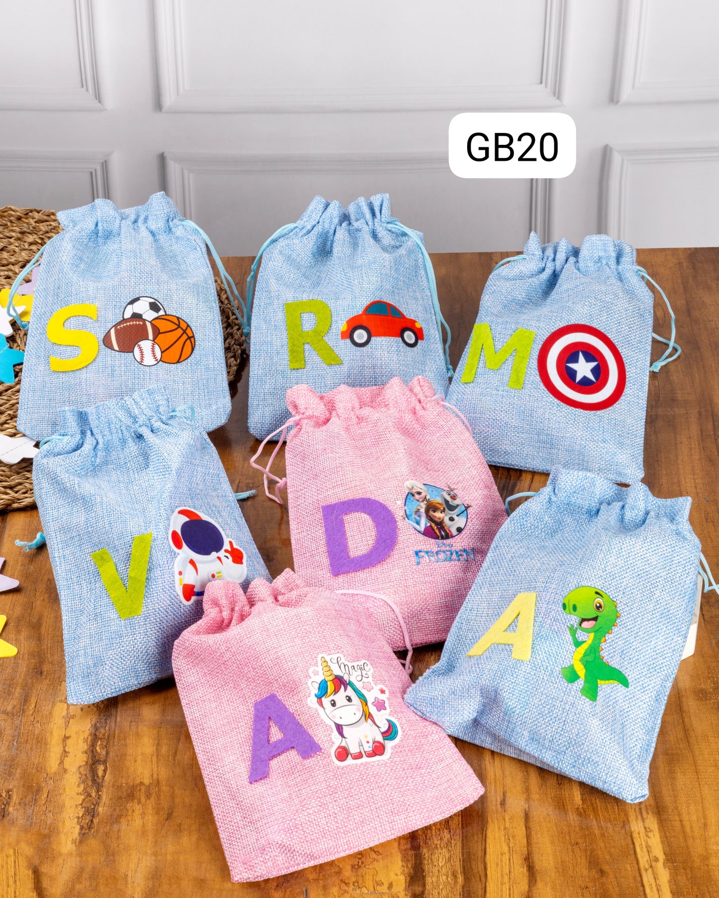 GB 20π Personalised Potli Rakhi Hamper β Custom Initial Jute Pouch + Premium Band & Gifts