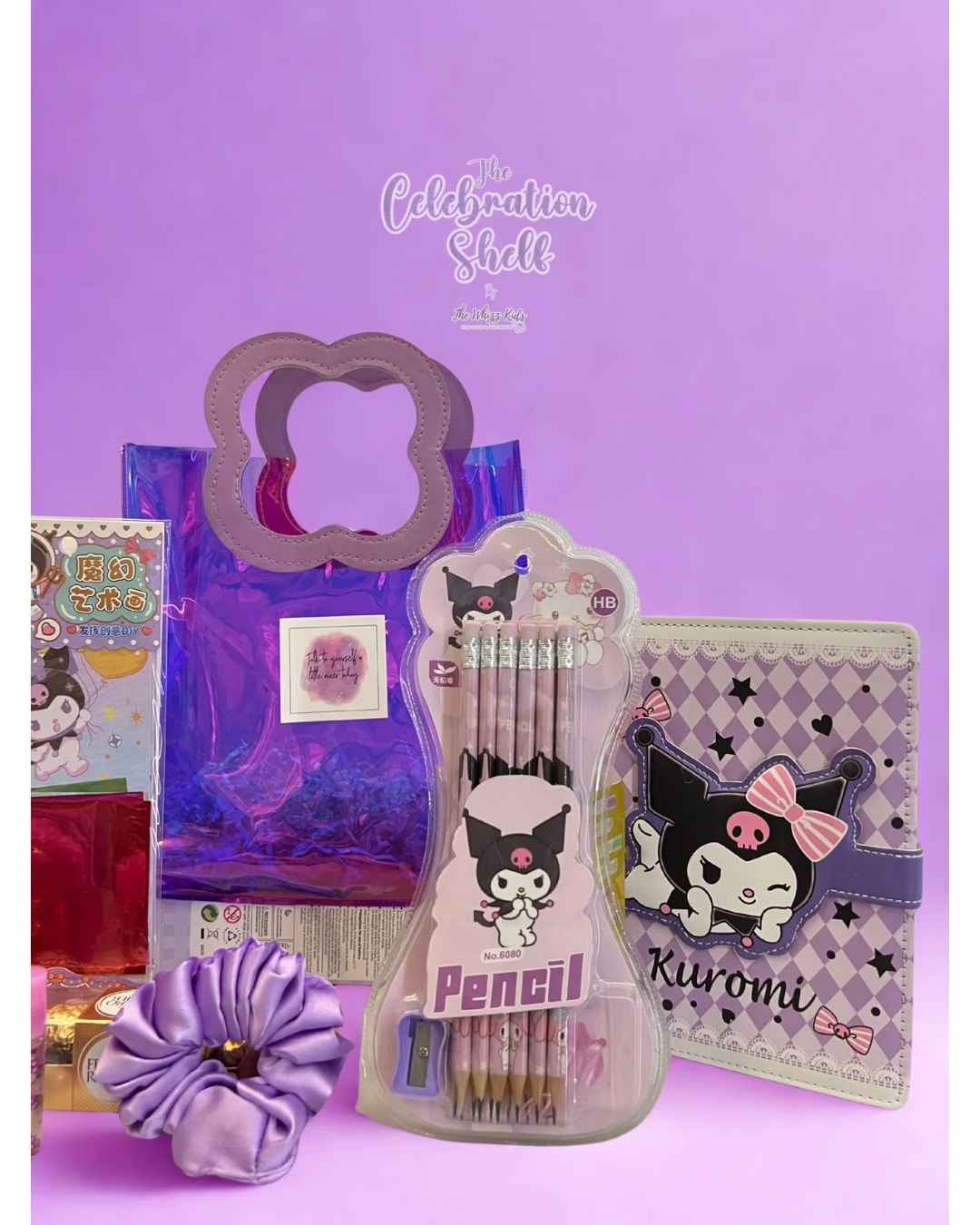 Kuromi Gift Hamper for Girls | Purple Themed Rakhi Special 2025 | Kawaii Stationery, Chocolates & DIY Set