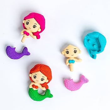 Mini Mermaid Erasers – Pack of 4 for Kids