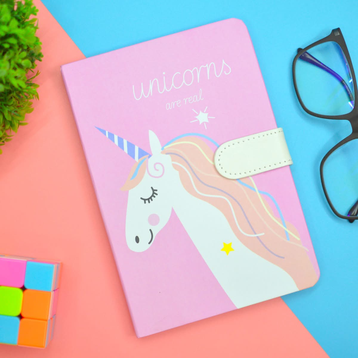 Fancy Unicorn Magnetic Flip Notebook/ Dairy/ Planner A5 Size