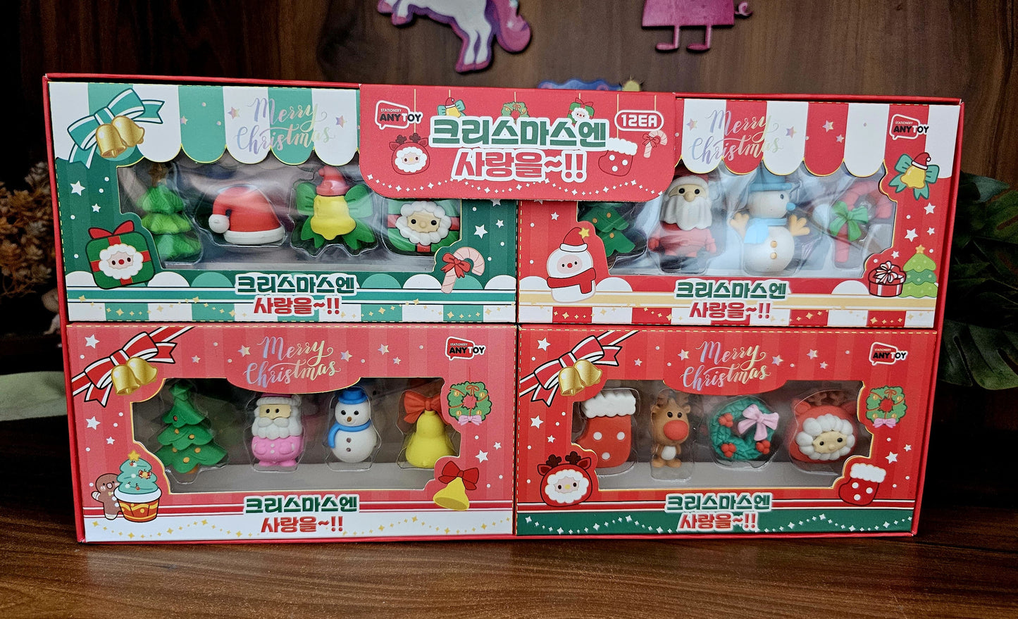 Cute Christmas Mini Erasers Pack of 4