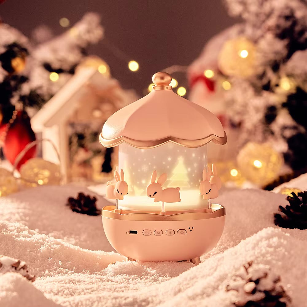 Rechargeable Baby Night Light Projector for Kids – 360° Rotating with 6 Films, 12 Colour Modes & Music | Unicorn Rabbit Lamp for Girls Room Decor