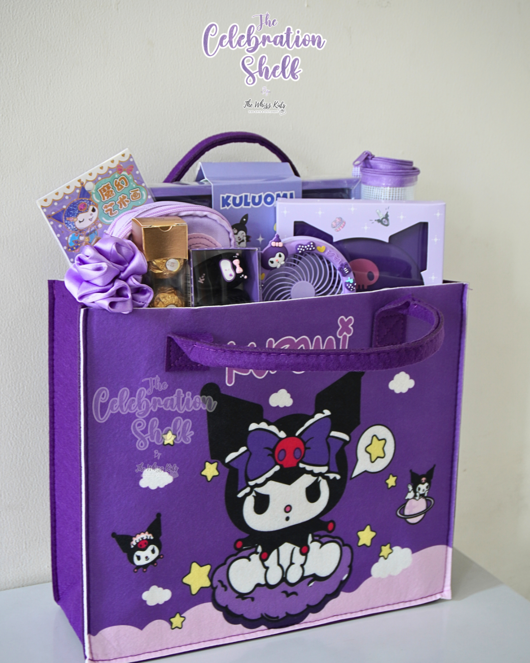 Kuromi Gift Hamper for Girls | Loaded Purple Themed Rakhi Special 2025 | Kawaii Stationery, Fan, Chocolates & More