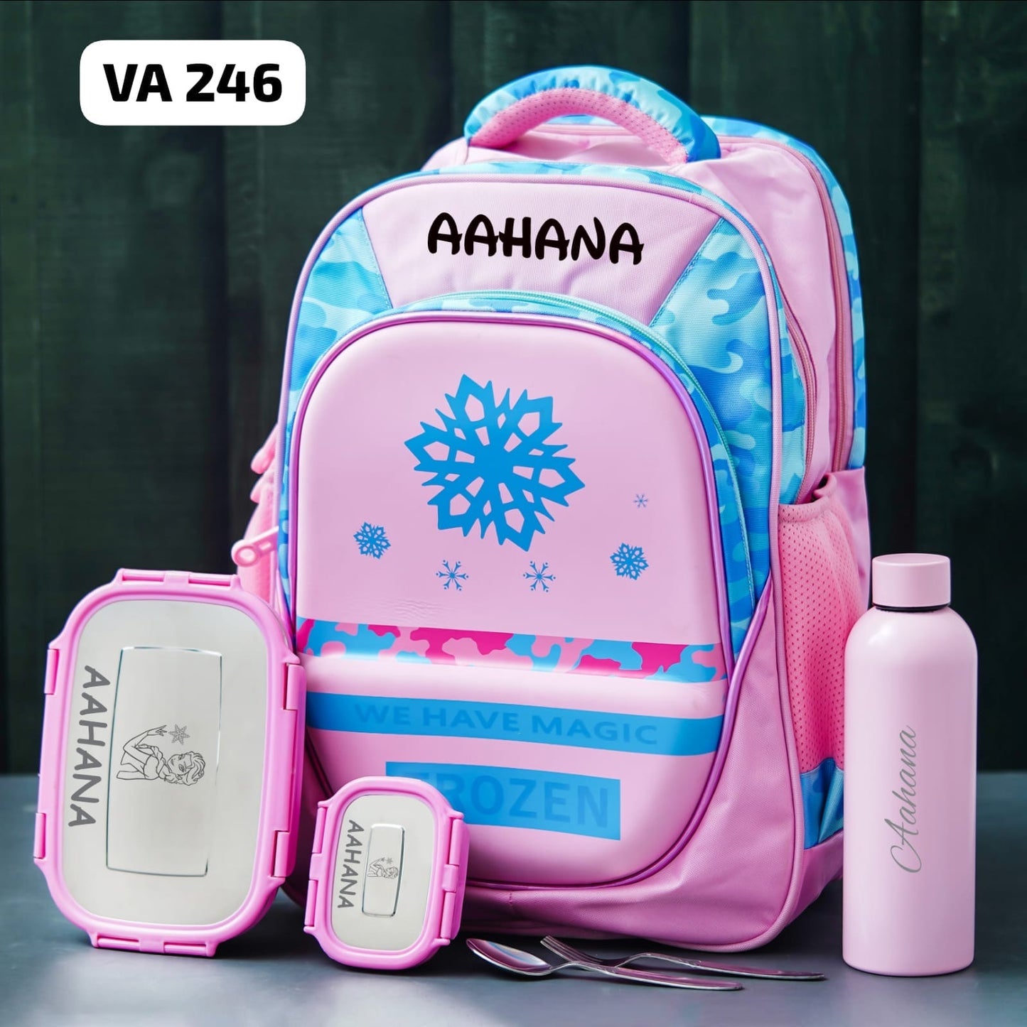VA246 Frozen Kids Hamper - 17" (Personalized Bag, Lunch Box Set & Bottle) – Free Shipping