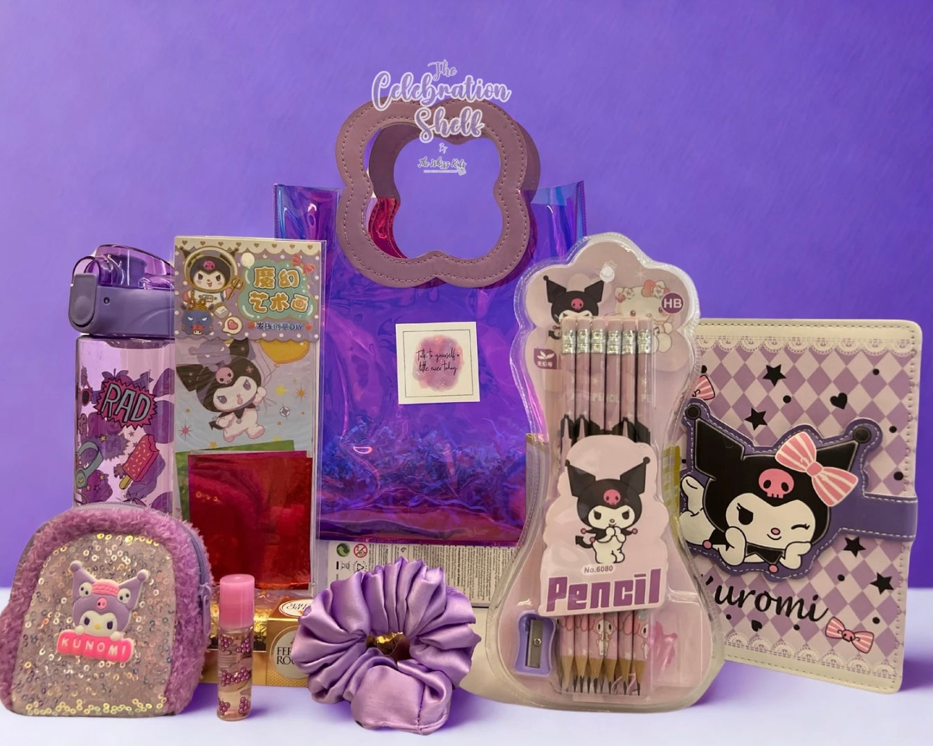 Kuromi Gift Hamper for Girls | Purple Themed Rakhi Special 2025 | Kawaii Stationery, Chocolates & DIY Set