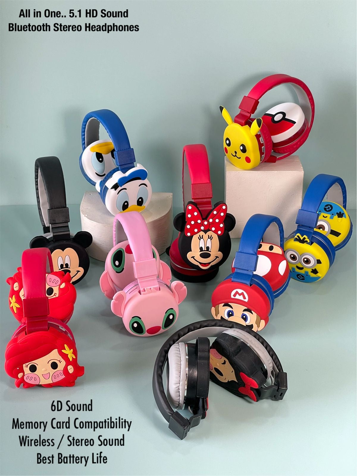 Disney-Themed Wireless Bluetooth Headphones for Kids Teens – Ste