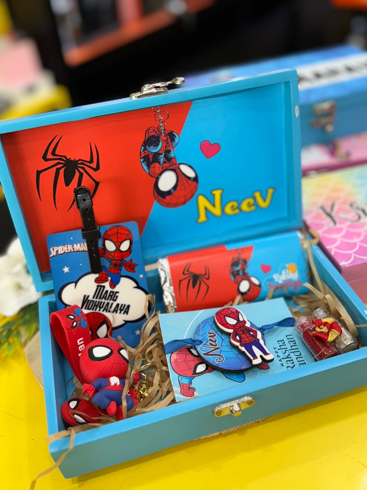 Personalised Rakhi Gift Set for Kids with Stationery Trunk, Chocolate & More– Raksha Bandhan 2025