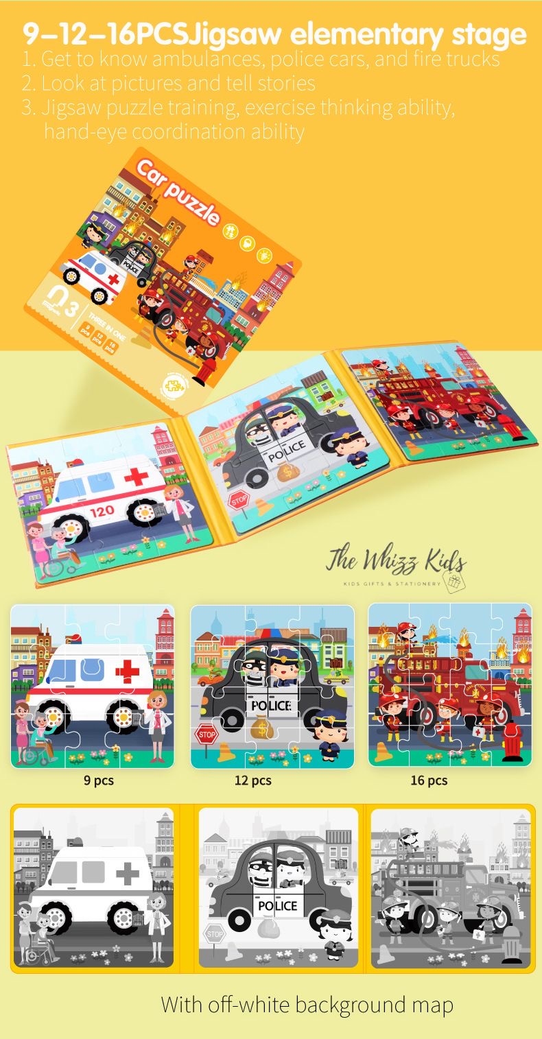 New Magnetic 3-in-1 Puzzles Book – Animal, Vehicle, Ocean, Car Theme