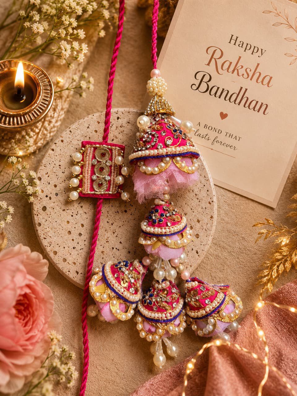 Heavy Handmade 5-Piece Lumba Rakhi Set | Premium Designer Bhaiya Bhabhi Rakhi | Luxury Rakhi 2026