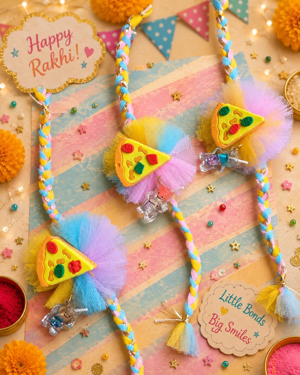 Pizza Lover Kids Rakhi | Reusable Pizza Eraser Rakhi for Boys & Girls | Cute Handmade Kids Rakhi 2026
