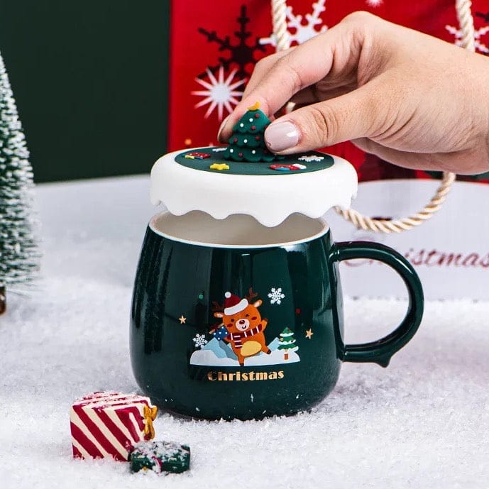 Christmas Ceramic Mug with Silicone Topper