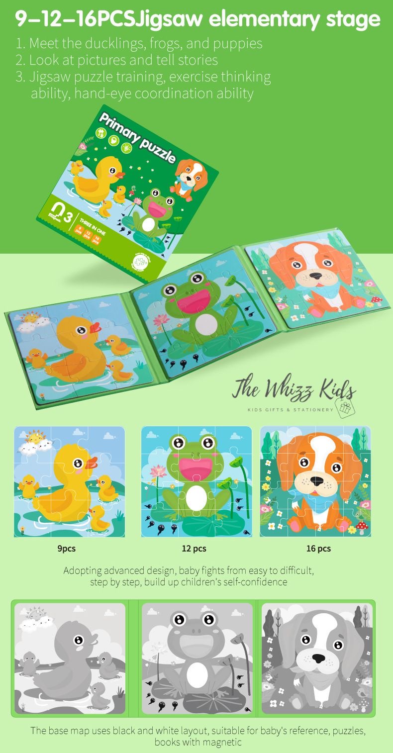 New Magnetic 3-in-1 Puzzles Book – Animal, Vehicle, Ocean, Car Theme