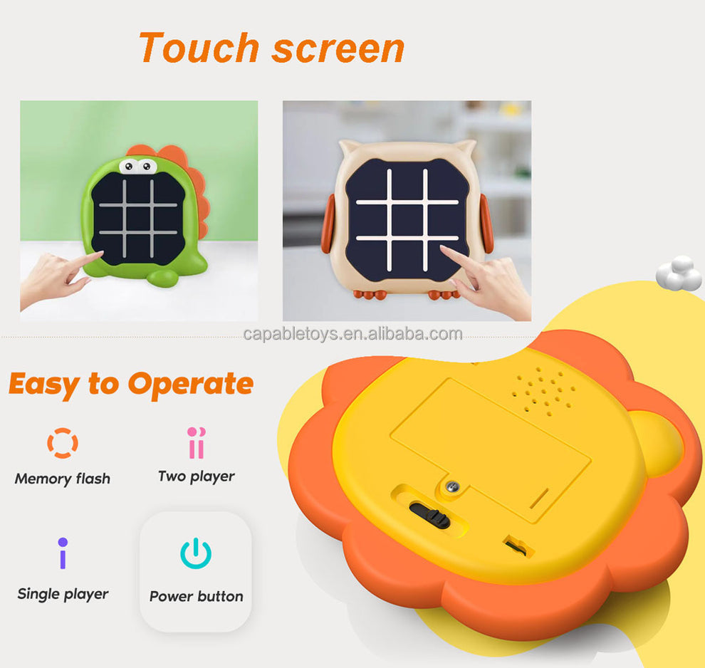 Animal Theme Electric Tic Tac Toe Game – Light-Up 2-in-1 Portable Game for Kids | No Screen Fun