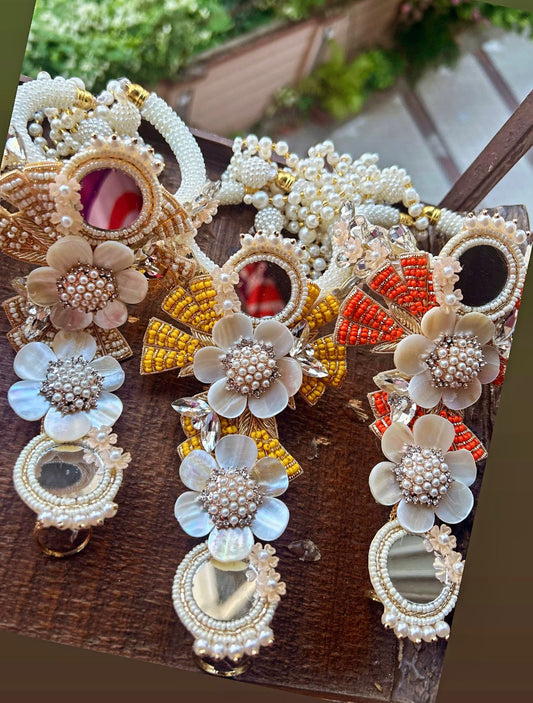 N-16 Beautiful Hathphool Lumba Rakhi Set – Handcrafted Bhabhi Rakhi in 3 Stunning Colours