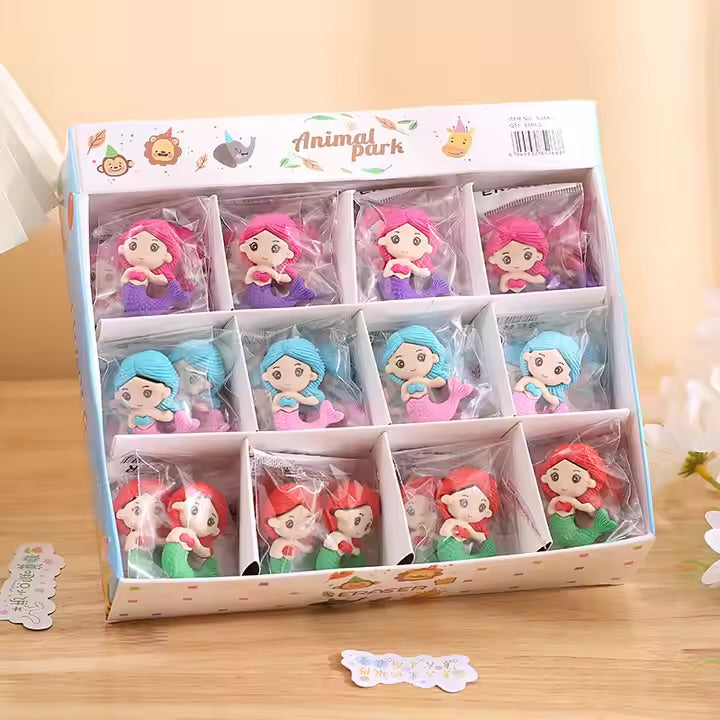 Mini Mermaid Erasers – Pack of 4 for Kids