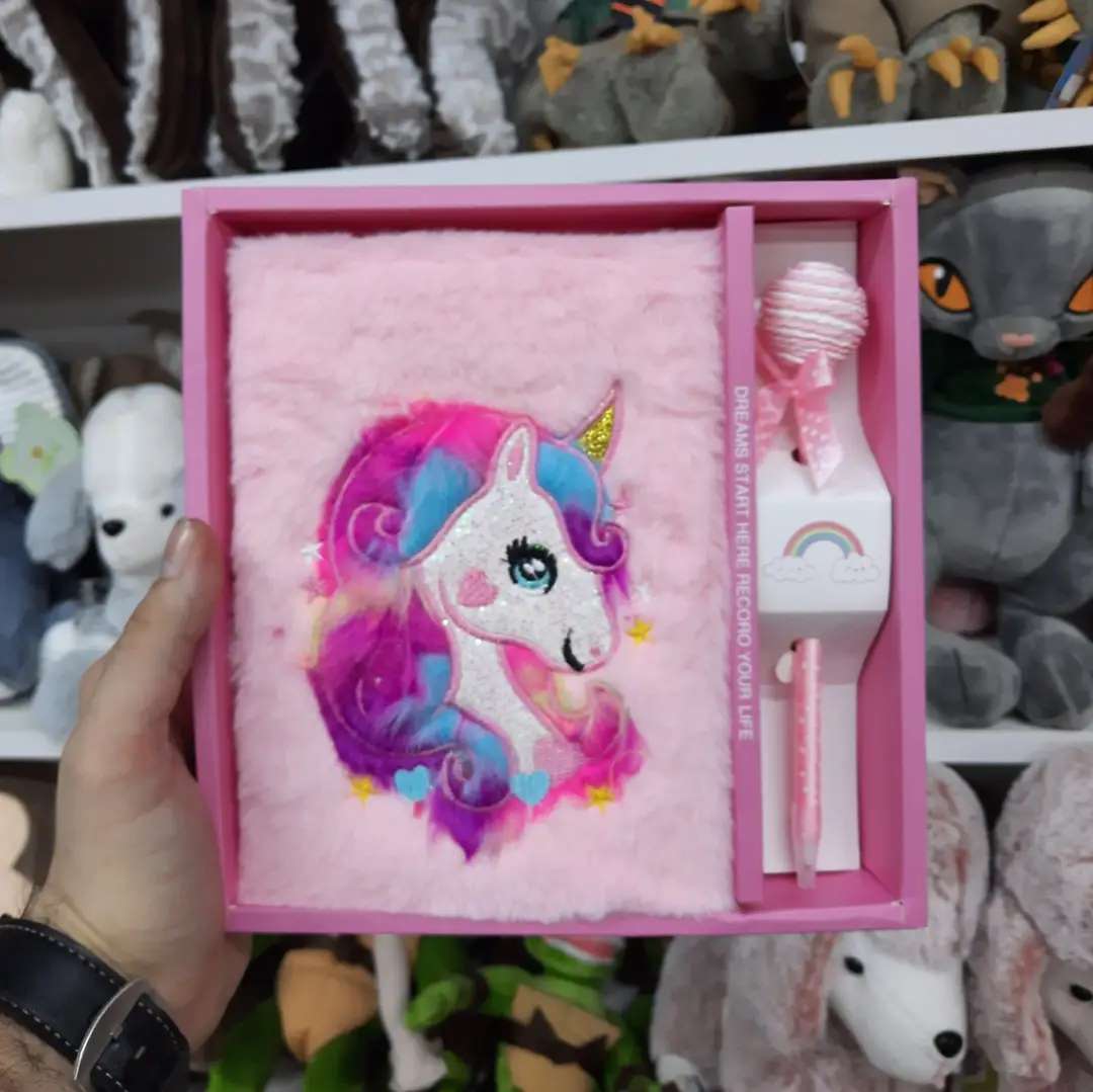 Unicorn Fur Sequin Diary with Designer Pen Gift Set – Perfect for Kids & Teens