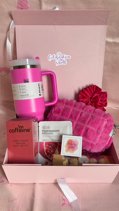 Hot Pink Luxe Hydration Hamper – Bold & Glam Gifting for Her | Rakhi, Bridesmaids, Birthdays