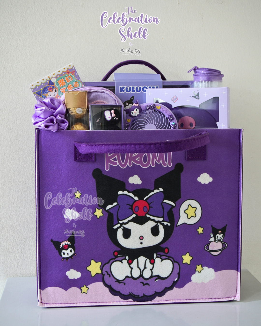 Kuromi Gift Hamper for Girls | Loaded Purple Themed Rakhi Special 2025 | Kawaii Stationery, Fan, Chocolates & More