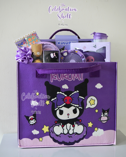 Kuromi Gift Hamper for Girls | Loaded Purple Themed Rakhi Special 2025 | Kawaii Stationery, Fan, Chocolates & More