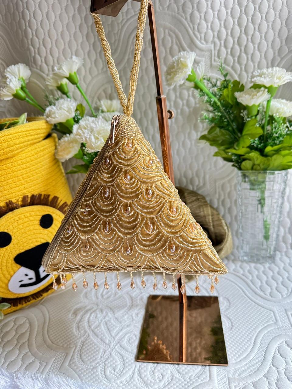Embroidered Pyramis Designer Embroidered Pyramid/ Triangular Potli Bag – The Whizz Kids