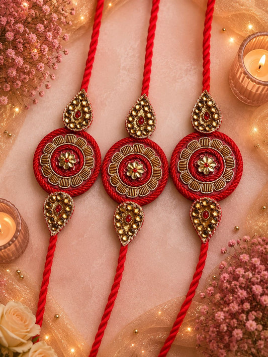 NB- 19 Heavy Zardosi Traditional Rakhi | Premium Handcrafted Rakhi for Brother | Unisex Designer Rakhi