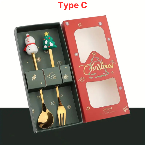 Christmas Special Stainless Steel Cutlery Set in Elegant Gift Box (Set of 2)