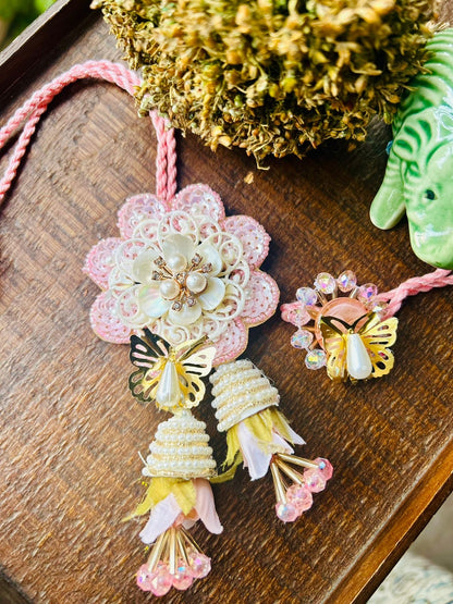 N-40 🦋 Butterfly Floral Lumba Rakhi Set for Bhabhi – Elegant Raksha Bandhan 2025