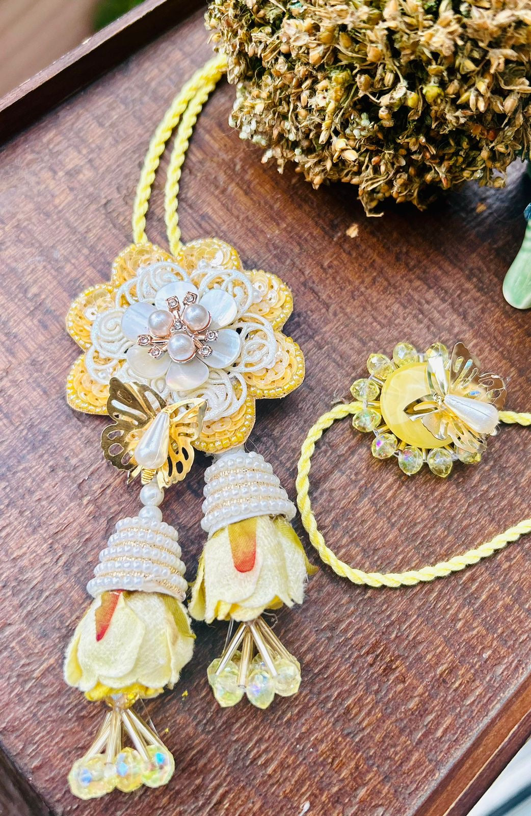 N-40 🦋 Butterfly Floral Lumba Rakhi Set for Bhabhi – Elegant Raksha Bandhan 2025