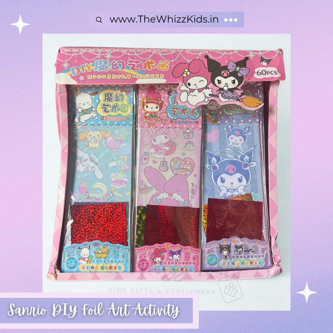 Sanrio-Themed DIY Glitter Foil Art Activity Kit – Hello Kitty, Kuromi, Cinnamoroll & More (Pack of 2)