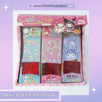 Sanrio-Themed DIY Glitter Foil Art Activity Kit – Hello Kitty, Kuromi, Cinnamoroll & More (Pack of 2)