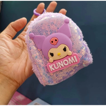 Sanrio Theme Inspired Kuromi, Hello Kitty, My Melody, Cinnamoroll & Pompompurin Mini Backpack Style Sequence Bag Keychain With Fur Detail