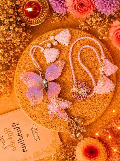 NB- 70 Designer Butterfly Rakhi Lumba Set | Vibrant Bhai Bhabhi Rakhi with Matching Designer Rakhi | Rakhi 2026