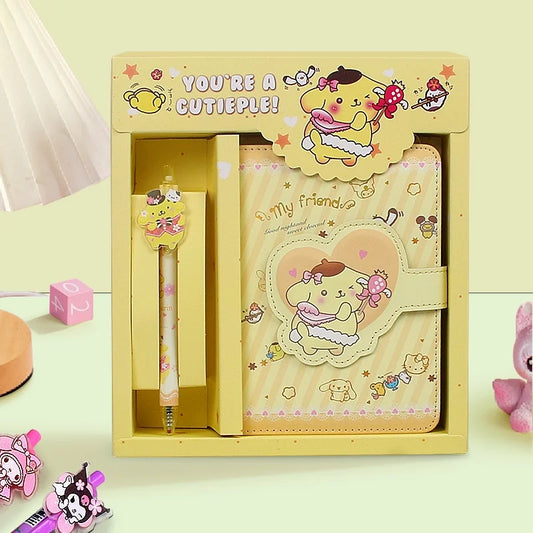 Kawaii Sanrio Pompompurin Theme Planner Diary Gift Set with Cute Pen – Colourful Character Stationery for Kids & Teens