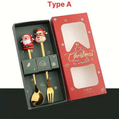 Christmas Special Stainless Steel Cutlery Set in Elegant Gift Box (Set of 2)