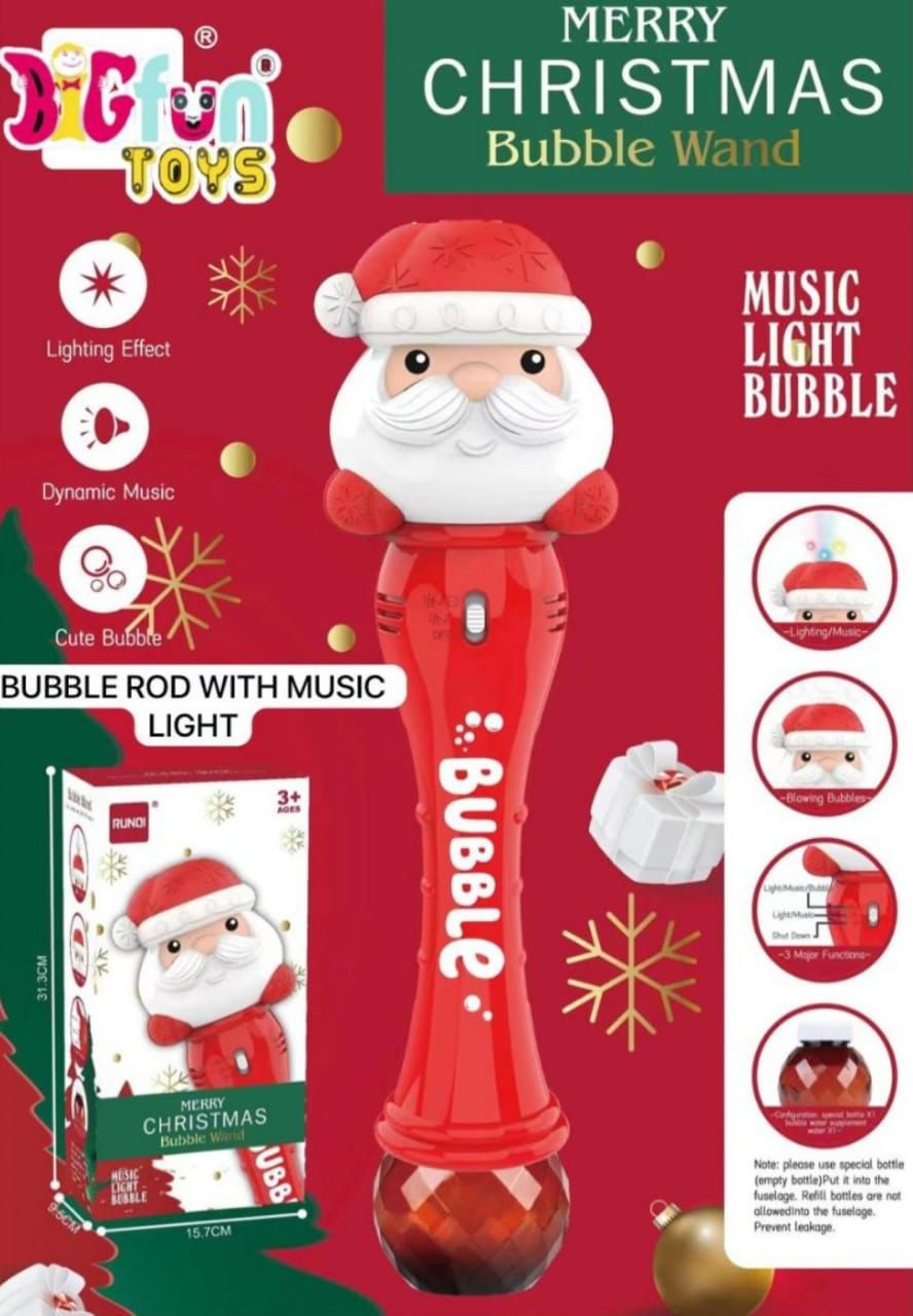 Santa Theme Christmas Special 3-in-1 Light, Music, and Bubble Wand 🎅