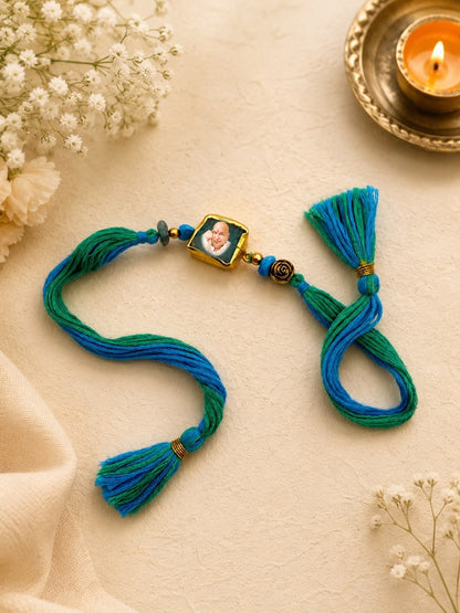 SB- 02 Guru Nanak Dev Ji & Guru Ji Natural Stone Rakhi | Premium Devotional Rakhi for Brother | Spiritual Rakhi 2026