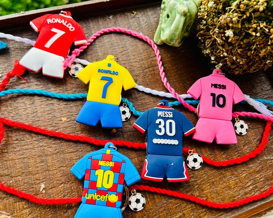 KN-18 Messi & Ronaldo Reusable Keychain Rakhis – For True Football Fans