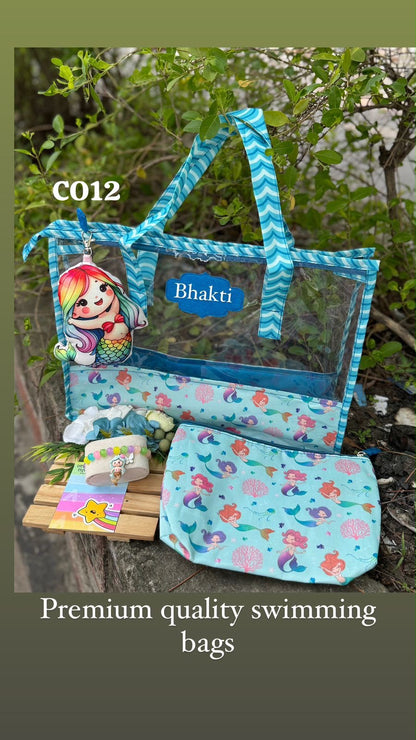SKH- 03 Personalised Swimming Bag with Rakhi Gift Combo | Kids Rakhi Gift Hamper | Unicorn, Mermaid, Dino & Beach Themes