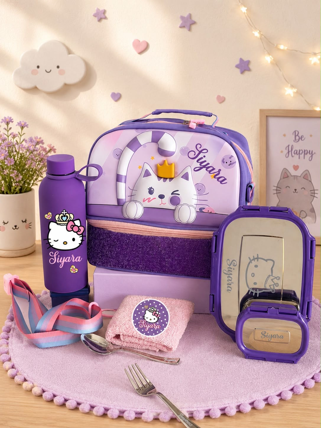 SHM- 002 Personalized School Essentials Gift Hamper with Rakhi | Custom Lunch Bag, Bottle, Lunch Box & Napkin | Raksha Bandhan 2026