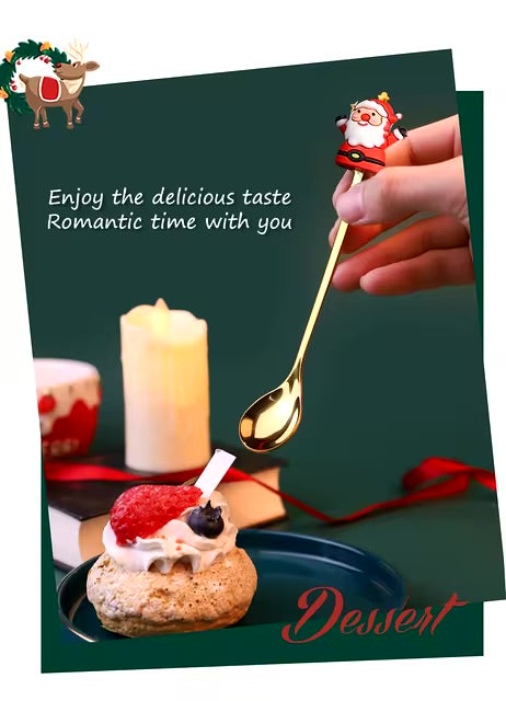 Christmas Special Stainless Steel Spoon & Fork Set in Elegant Gift Box (Set of 6)
